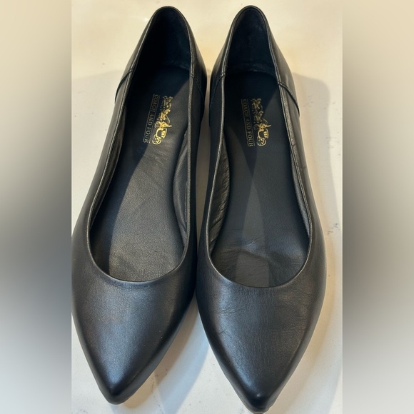 Coach and Four Black Leather Loafers Sleek Slip-On Comfortable Design - Picture 2 of 10